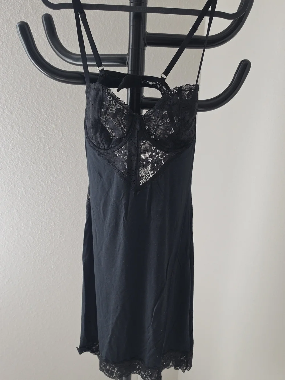 Victoria's Secret Black Lace-Trim Chemise